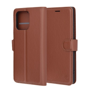 Husa pentru Motorola Edge 60 Fusion, SKYDDAR INNOVATION, Leather Wallet, tip Carte, cu Portofel Interior, Finisaje Premium, Maro, set cu sticker - Img 6