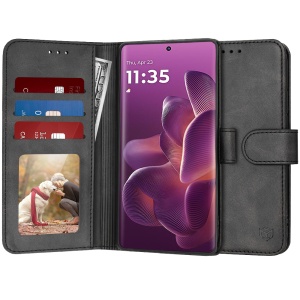 Husa pentru Motorola Edge 60 Pro, SKYDDAR INNOVATION, Diary Book, tip carte, cu Portofel Interior, Antisoc, Negru, set cu sticker  - Img 1