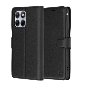 Husa pentru Motorola Edge 70 Fusion tip Carte, cu Portofel Interior, Finisaje Premium, set cu sticker, Leather Folio, Negru