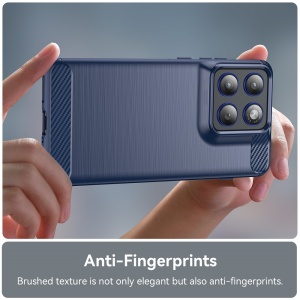 Husa pentru Motorola Edge 70, SKYDDAR INNOVATION, Carbon Silicone, din Silicon Slim, cu textura Fibra Carbon, set cu sticker, Albastru - Img 4