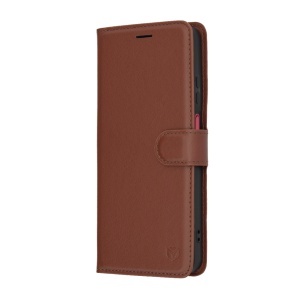 Husa pentru Motorola Moto G05 / Moto E15, SKYDDAR INNOVATION, Leather Folio tip Carte, cu Portofel Interior, Finisaje Premium, set cu sticker, Maro - Img 5