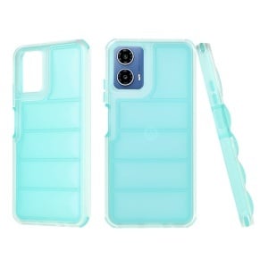 Husa pentru Motorola Moto G34 / Moto G45, anti soc, margini ridicate, design modern, set cu sticker, wave shield, Turcoaz