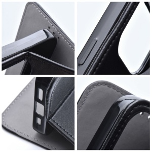 Husa pentru Motorola Moto G55 tip carte, SKYDDAR INNOVATION, cu Portofel Interior, Protectie la socuri, smart magneto, Negru, set cu sticker - Img 3