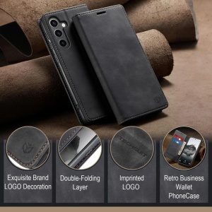 Husa pentru Motorola Moto G77, SKYDDAR INNOVATION, Confy Cover tip Carte din piele Eco Premium, cu Portofel Interior, set cu sticker, Negru - Img 3