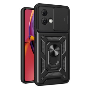 Husa pentru Motorola Moto G84, SKYDDAR INNOVATION, CamShield, Inel magnetic, set cu sticker, Negru