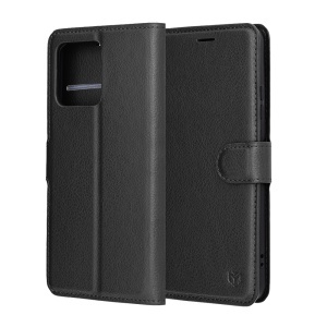 Husa pentru Motorola Moto G86, SKYDDAR INNOVATION, Leather Folio tip Carte, cu Portofel Interior, Finisaje Premium, set cu sticker, Negru - Img 9
