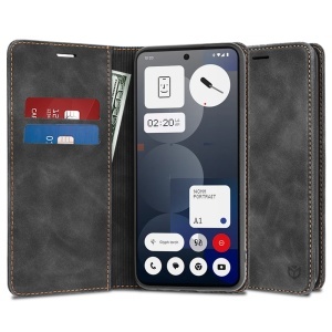 Husa pentru Nothing Phone (3a) Pro, SKYDDAR INNOVATION, Soft Wallet, tip Carte, din piele Eco Premium cu Portofel Interior, Negru, set cu sticker