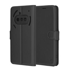 Husa pentru Nothing Phone (3a), SKYDDAR INNOVATION, Leather Wallet, tip Carte cu Portofel Interior, Finisaje Premium, set cu sticker, Negru - Img 5