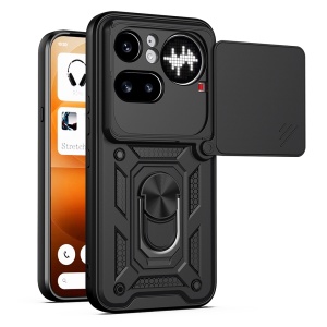 Husa pentru Nothing Phone (4a) Pro, protectie camere, Inel magnetic, set cu sticker, CamShield, Negru