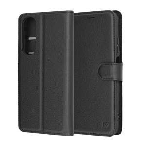 Husa pentru OnePlus Nord 5, SKYDDAR INNOVATION, Leather Folio tip Carte, cu Portofel Interior, Finisaje Premium, set cu sticker, Negru - Img 7