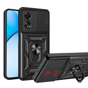 Husa pentru Oppo A60 4G, SKYDDAR INNOVATION, CamShield, Inel magnetic, set cu sticker, Negru
