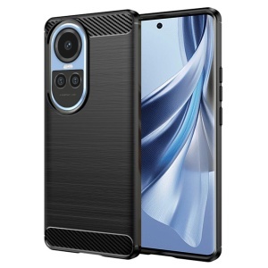 Husa pentru Oppo Reno10 / Reno10 Pro, SKYDDAR INNOVATION, Carbon Silicone, din Silicon Slim, cu textura Fibra Carbon, set cu sticker, Negru
