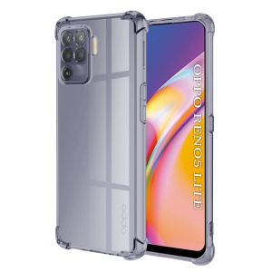 Husa pentru Oppo Reno5 Lite / A94 4G, SKYDDAR INNOVATION, Shockproof Clear Silicone, Silicon Slim, set cu sticker, Fumuriu