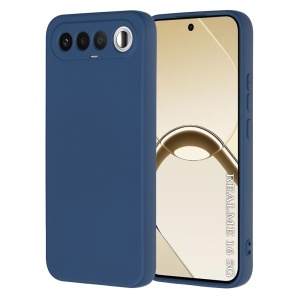 Husa pentru Realme 16 5G din Silicon Catifelat, Antisoc, set cu sticker, SoftElegance, Bleumarin