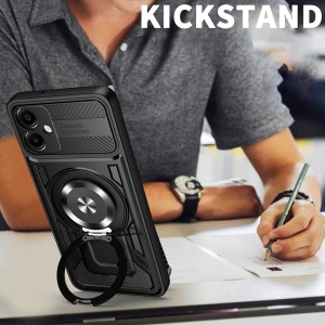 Husa pentru Samsung Galaxy A07 4G, SKYDDAR INNOVATION, RuggedCam, Inel magnetic antisoc, set cu sticker, Gri - Img 3