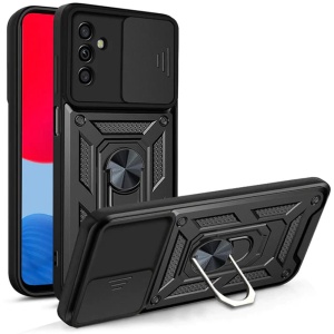 Husa pentru Samsung Galaxy A13 5G / Galaxy A04S, SKYDDAR INNOVATION, CamShield, Inel magnetic, set cu sticker, Negru