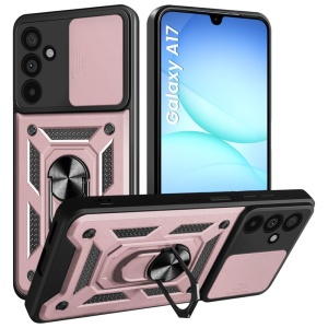 Husa pentru Samsung Galaxy A17 5G, SKYDDAR INNOVATION, CamShield, Inel magnetic, set cu sticker, Roz