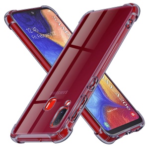 Husa pentru Samsung Galaxy A20e, SKYDDAR INNOVATION, Shockproof Clear Silicone, Silicon Slim, set cu sticker, Fumuriu