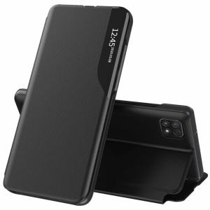 Husa pentru Samsung Galaxy A22 5G, tip carte, set cu sticker, eFold, Negru
