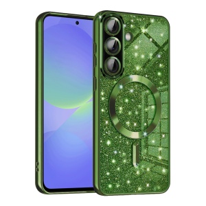 Husa pentru Samsung Galaxy A36 5G / Galaxy A56 5G, SKYDDAR INNOVATION, Luxury Glitter Magsafe, Antisoc, Fundal Detasabil 2-in-1, Protectie Superioara, Margini Ridicate, Verde, set cu sticker