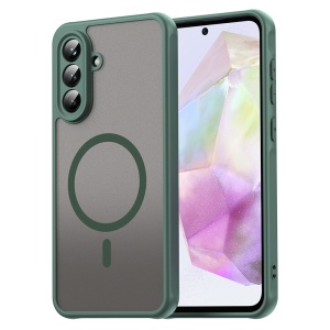 Husa pentru Samsung Galaxy A36 5G, SKYDDAR INNOVATION, HaloFrost MagSafe II, Antisoc, set cu sticker, Verde