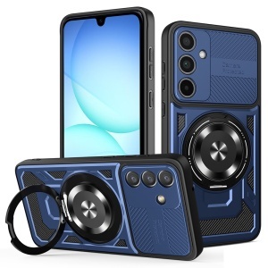 Husa pentru Samsung Galaxy A37 5G, Inel Magnetic, Antisoc, set cu sticker, RuggedCam, Albastru - Img 2