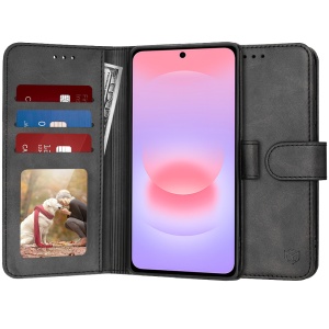 Husa pentru Samsung Galaxy A37 5G, SKYDDAR INNOVATION, Diary Book, tip carte cu Portofel Interior, Antisoc, set cu sticker, Negru