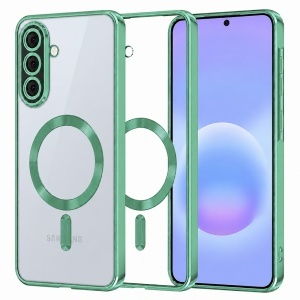 Husa pentru Samsung Galaxy A57 5G cu protectie camera, Antisoc, MagSafe, set cu sticker, Luxury Shield Magsafe, Verde deschis
