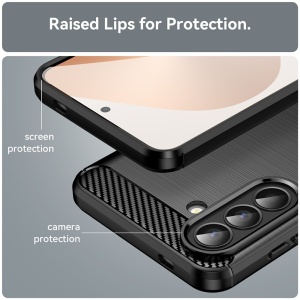 Husa pentru Samsung Galaxy A57 5G, SKYDDAR INNOVATION, Carbon Silicone, din Silicon Slim, cu textura Fibra Carbon, set cu sticker, Negru - Img 4