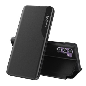 Husa pentru Samsung Galaxy S23 FE, tip carte, set cu sticker, eFold, Negru