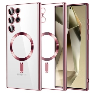 Husa pentru Samsung Galaxy S24 Ultra, SKYDDAR INNOVATION, Luxury Shield Magsafe, Protectie Antisoc, set cu sticker, Roz