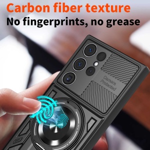 Husa pentru Samsung Galaxy S24 Ultra, SKYDDAR INNOVATION, RuggedCam, Inel magnetic antisoc, set cu sticker, Negru - Img 2