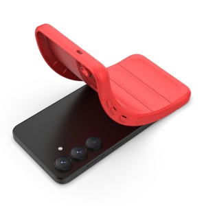 Husa pentru Samsung Galaxy S25 FE din Silicon Mat, set cu sticker, Magic Shield, Rosu - Img 4