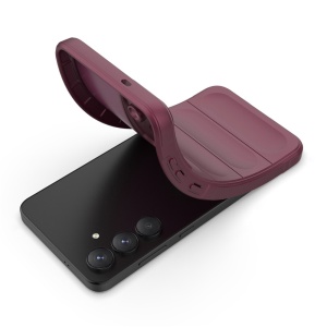 Husa pentru Samsung Galaxy S25 FE din Silicon Mat, set cu sticker, Magic Shield, Bordo - Img 4