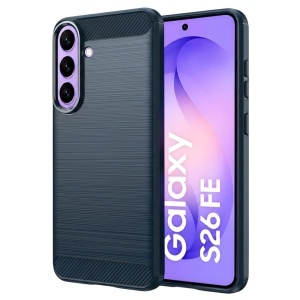 Husa pentru Samsung Galaxy S25 FE;Samsung Galaxy S26 FE din Silicon Slim, cu textura Fibra Carbon, set cu sticker, Carbon Silicone, Albastru