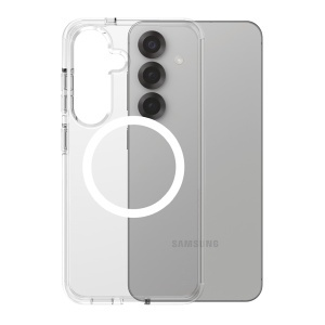 Husa pentru Samsung Galaxy S25, PanzerGlass, CARE Flagship Urban Combat White Qi Compatible, Anti-Soc 4.8m, Anti-Ingalbenire, Design Slim, Compatibila MagSafe, Transparenta
