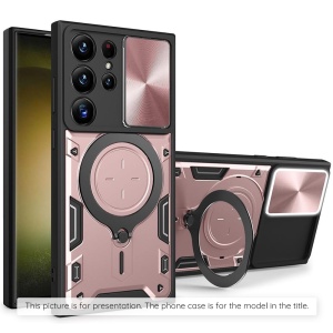Husa pentru Samsung Galaxy S26 Edge, SKYDDAR INNOVATION, CamGuard Pro, Inel Magnetic, Protectie Camera, set cu sticker, Roz auriu