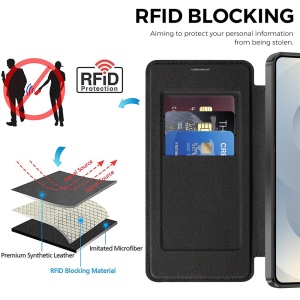 Husa pentru Samsung Galaxy S26 Edge tip carte, SKYDDAR INOVATION, SmartMag Book, Magsafe, RFiD, Suport Carduri, set cu sticker, Negru - Img 5