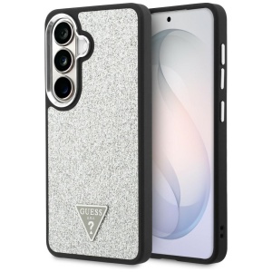 Husa pentru Samsung Galaxy S26, Fixed Glitter Triangle Logo MagSafe, Guess, Gri