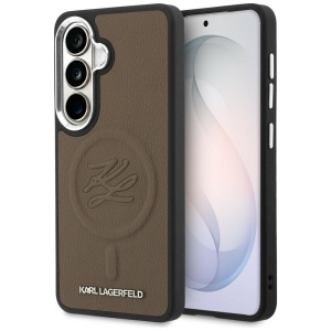 Husa pentru Samsung Galaxy S26 Plus, Leather with Initial Logo Debossed MagSafe, Karl Lagerfeld, Maro