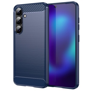 Husa pentru Samsung Galaxy S26, SKYDDAR INNOVATION, Carbon Silicone, din Silicon Slim, cu textura Fibra Carbon, set cu sticker, Albastru