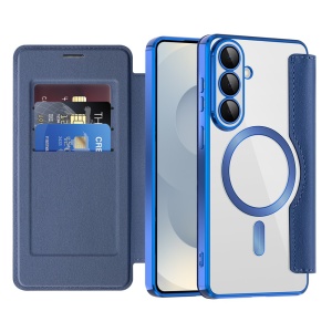 Husa pentru Samsung Galaxy S26 tip carte, SKYDDAR INOVATION, SmartMag Book, Magsafe, RFiD, Suport Carduri, set cu sticker, Albastru