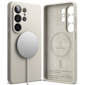 Husa pentru Samsung Galaxy S26 Ultra, Antisoc Silicon, Policarbonat, Ringke, Silicone MagSafe, Crem