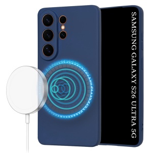 Husa pentru Samsung Galaxy S26 Ultra, SKYDDAR INNOVATION, din Silicon Catifelat, SoftElegance, set cu sticker, Bleumarin - Img 2