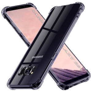 Husa pentru Samsung Galaxy S8 Plus, SKYDDAR INNOVATION, Shockproof Clear Silicone, Silicon Slim, set cu sticker, Fumuriu