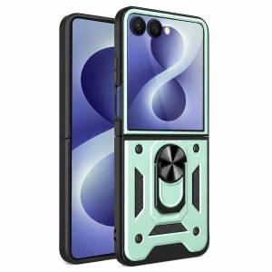 Husa pentru Samsung Galaxy Z Flip8, protectie camere, Inel magnetic, set cu sticker, CamShield, Verde