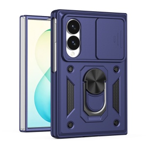 Husa pentru Samsung Galaxy Z Fold8, protectie camere, Inel magnetic, set cu sticker, CamShield, Albastru