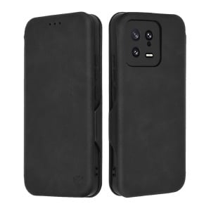 Husa pentru Xiaomi 13, SKYDDAR INNOVATION, Safe Wallet tip carte din Piele Ecologica, Suport Carduri, Inchidere Magnetica, Negru, set cu sticker