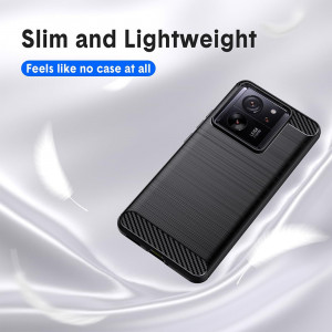 Husa pentru Xiaomi 13T / 13T Pro din silicon, Slim, cu textura Fibra Carbon - Negru - Img 2