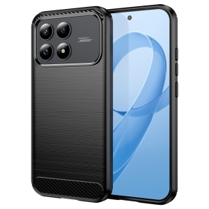 Husa pentru Xiaomi Poco F8 Pro din Silicon Slim, cu textura Fibra Carbon, Skyddar Carbon Silicone, set cu sticker, Negru
